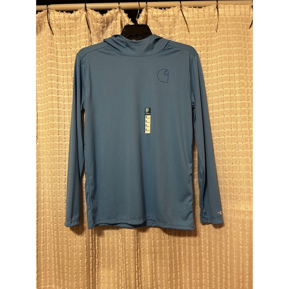 Carhartt Force Sun Defender Relaxed Logo Hoodie Blue Mens Medium 106165-HT1